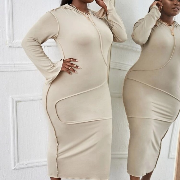 Dresses | Plus Size Stitch Trim Hoodie Bodycon Dress | Poshmark